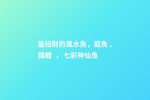 最招財的風水魚，龍魚、錦鯉、七彩神仙魚